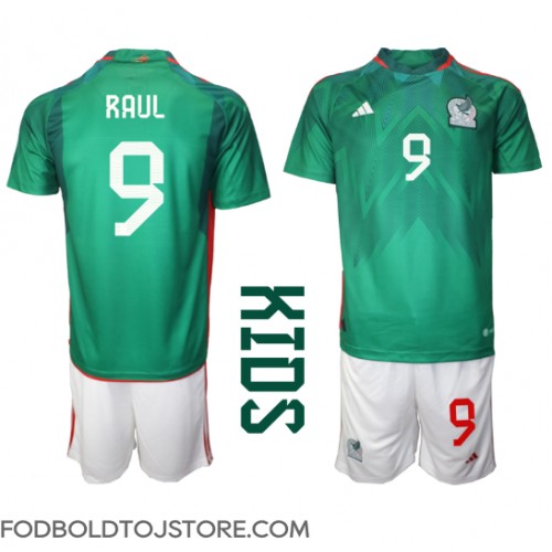 Mexico Raul Jimenez #9 Hjemmebanesæt Børn VM 2022 Kortærmet (+ Korte bukser)